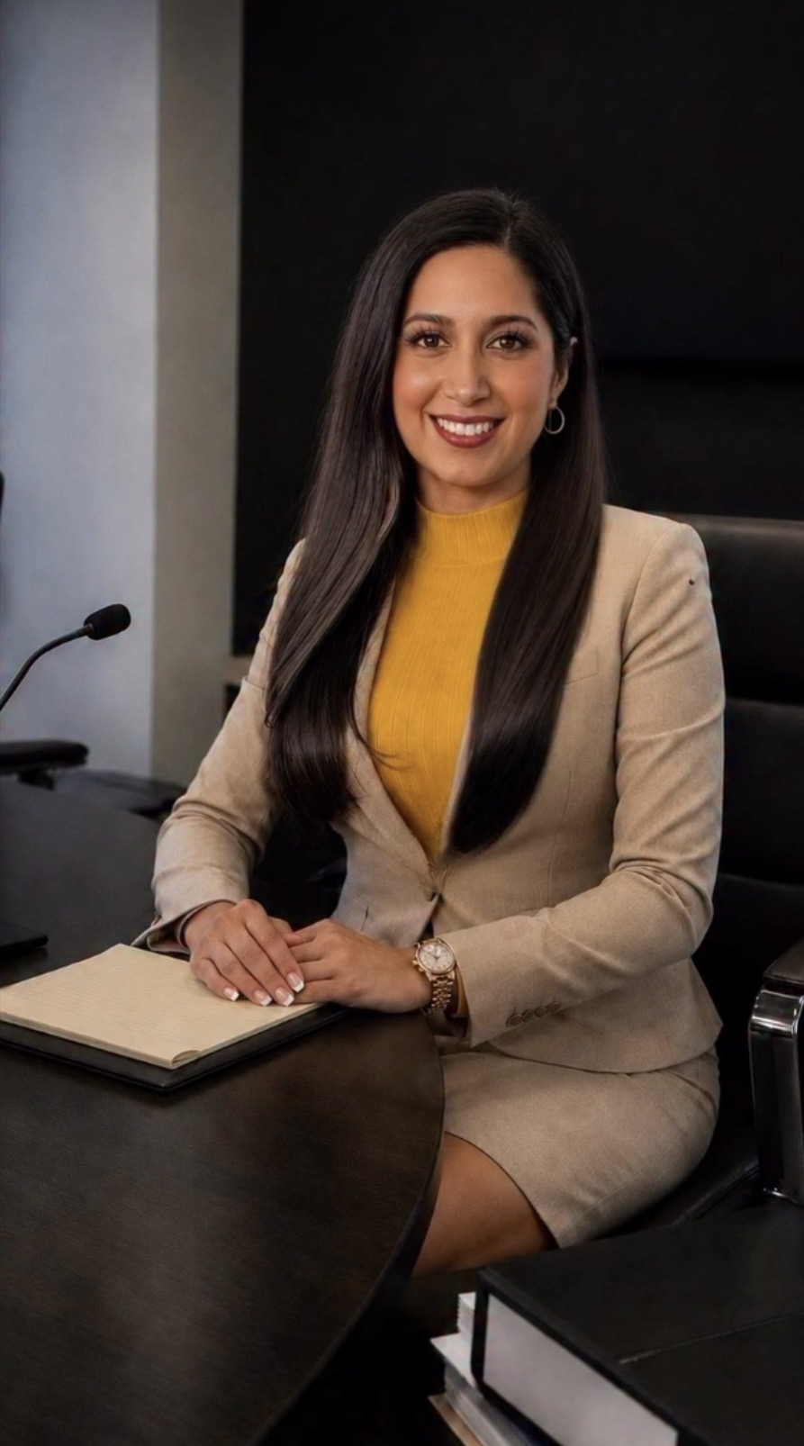 Anahita Sedaghatfar seated at a conference table in her Los Angeles office